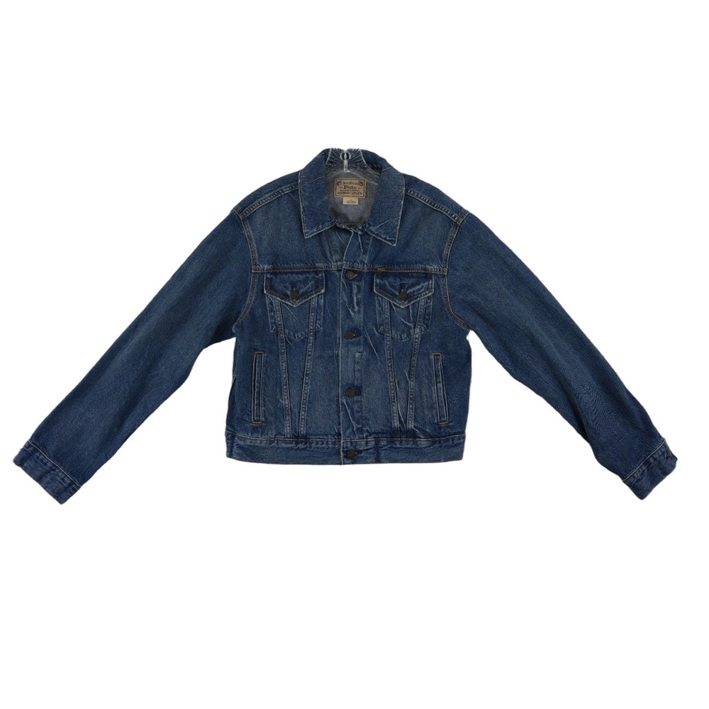 Polo Ralph Lauren Denim Blue Jean Trucker Jacket Women's Size Medium Dark Wash